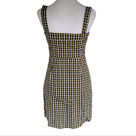 Hollister Button Front Yellow, Black, & White Plaid Dress Size XS - Picture 4 of 8